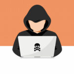 hacker in hoodie graphic orange background