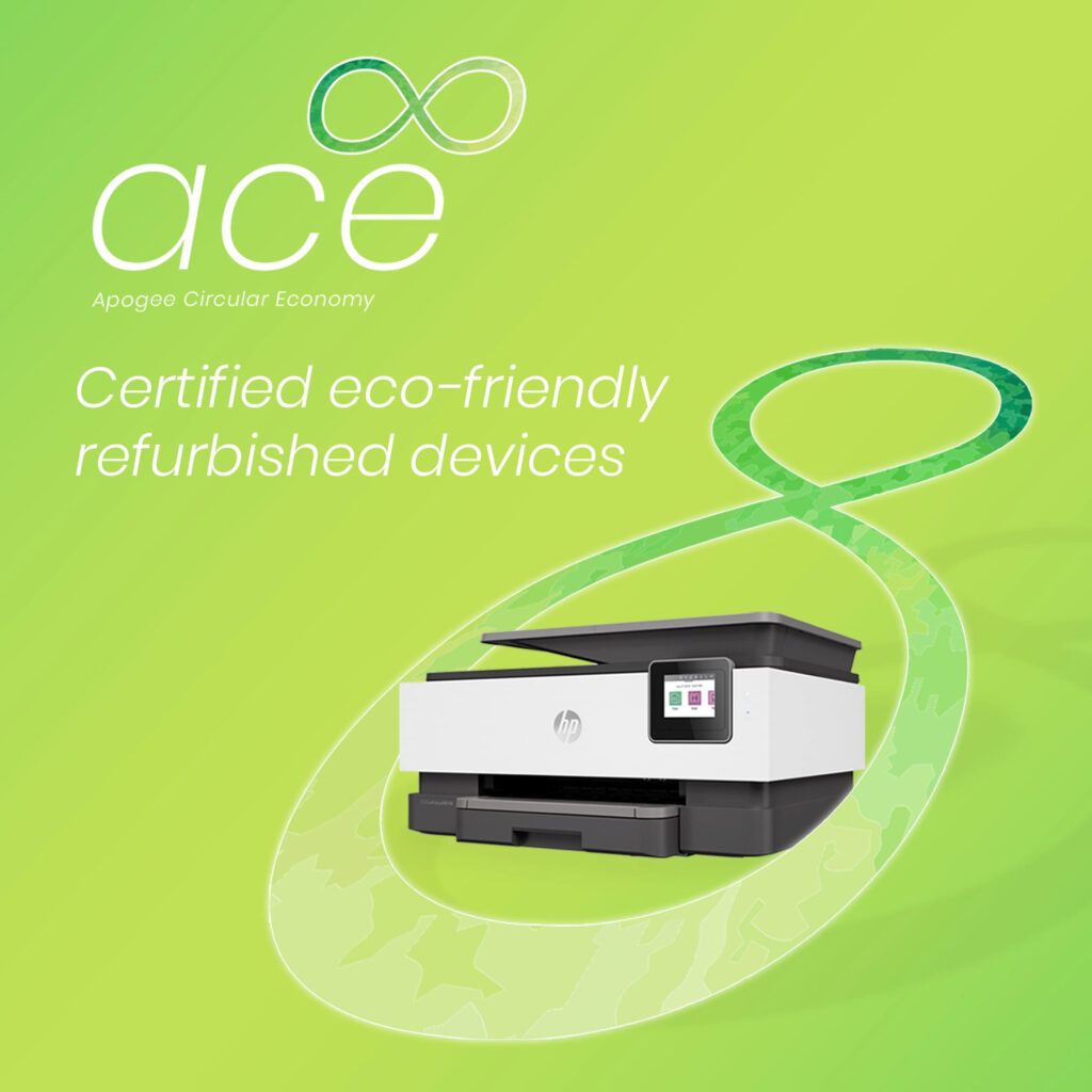 ace apogee circular economy certified eco friendly refurbished print devices HP