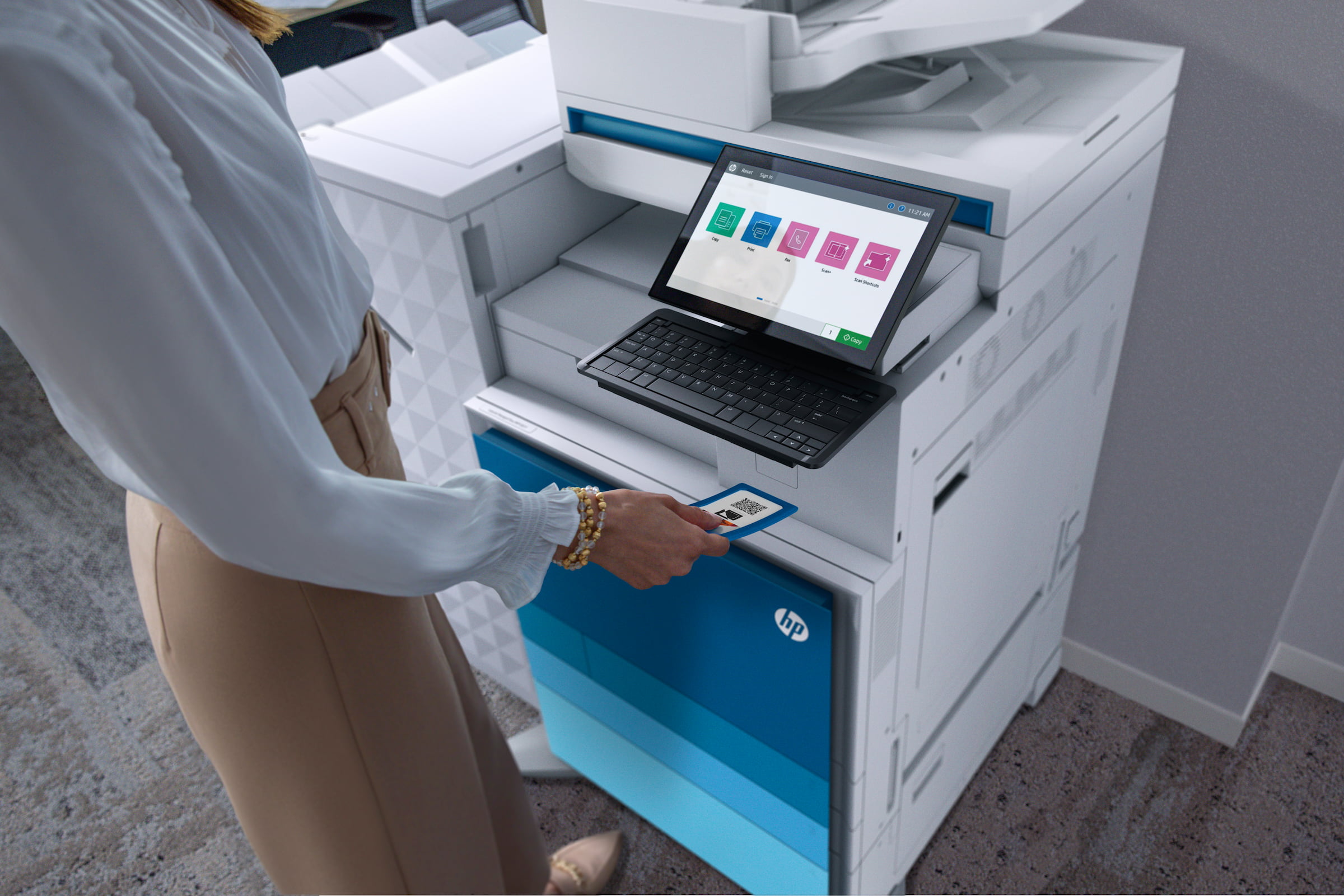 HP blue office printer scanner photocopier