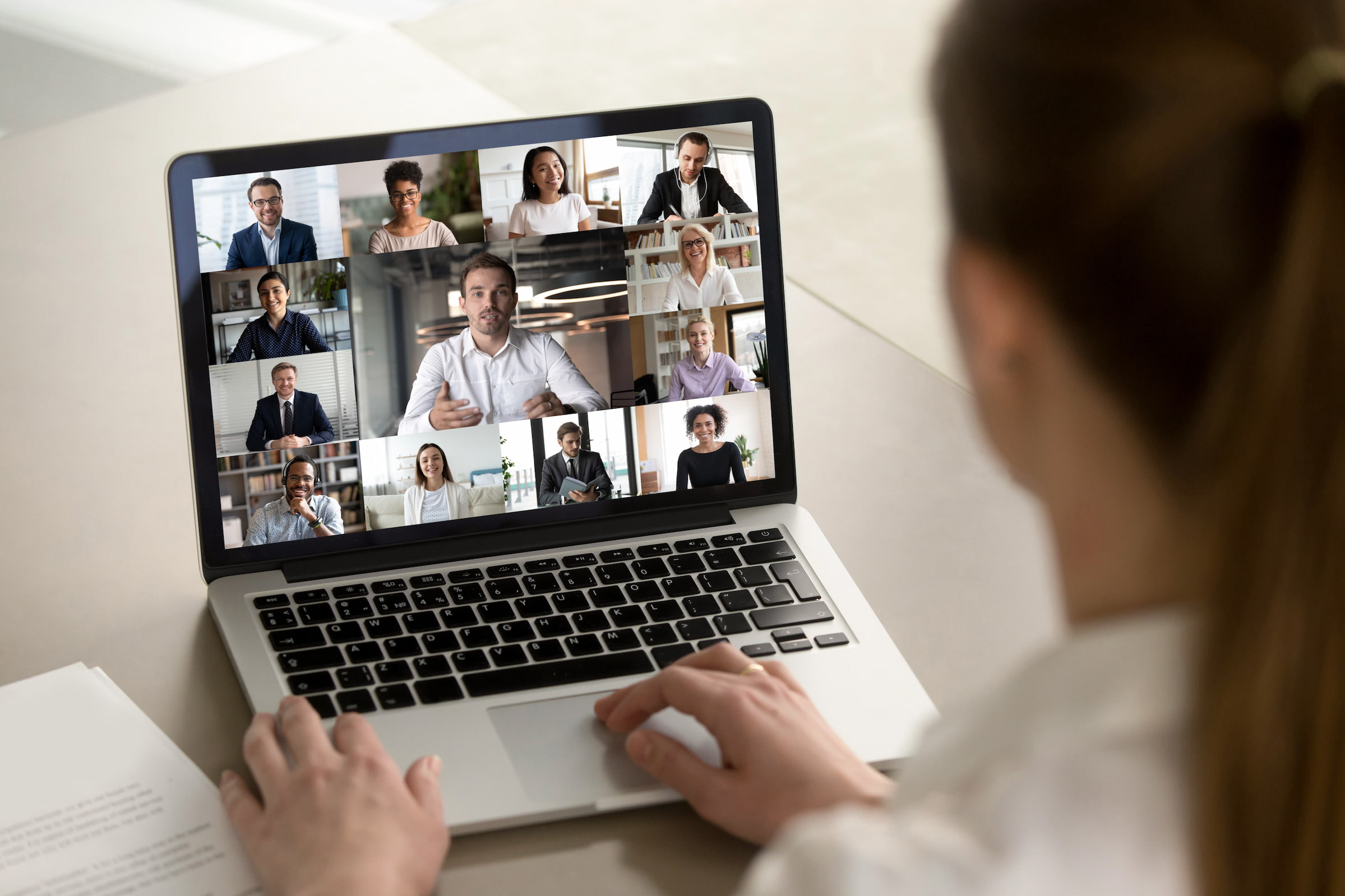 online video conference meeting laptop