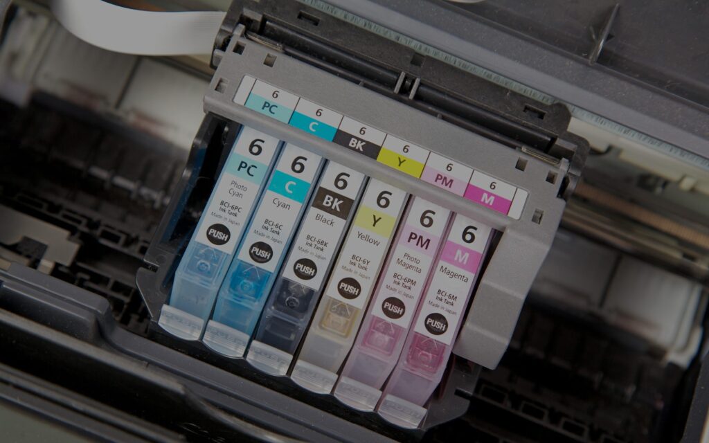 print cartridges loaded into printer
