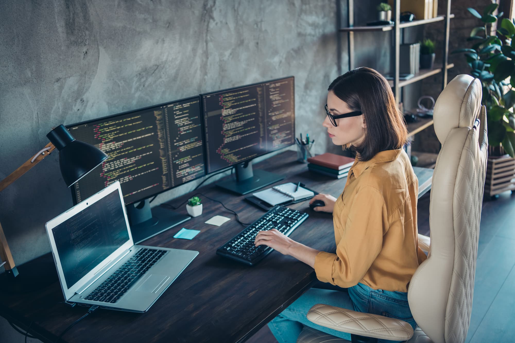 woman working from home securely