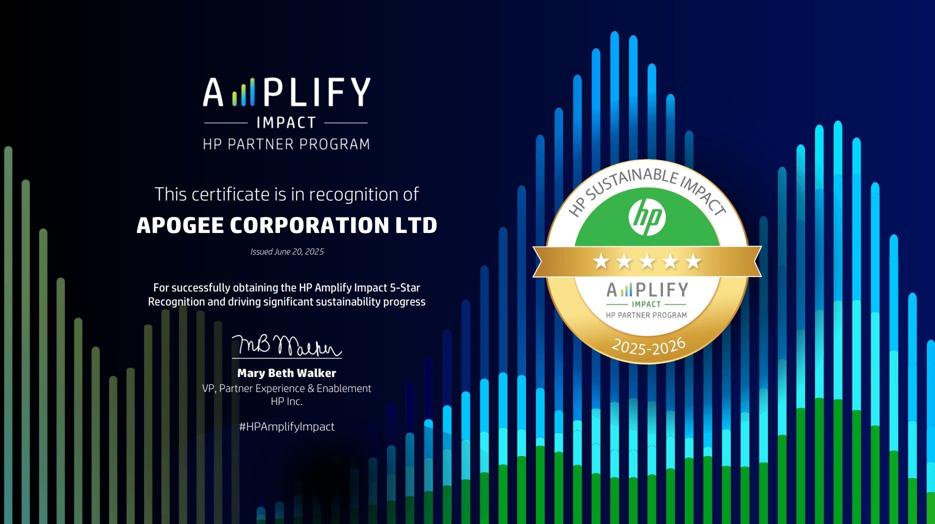 hp amplify impact certificate for apogee 2025