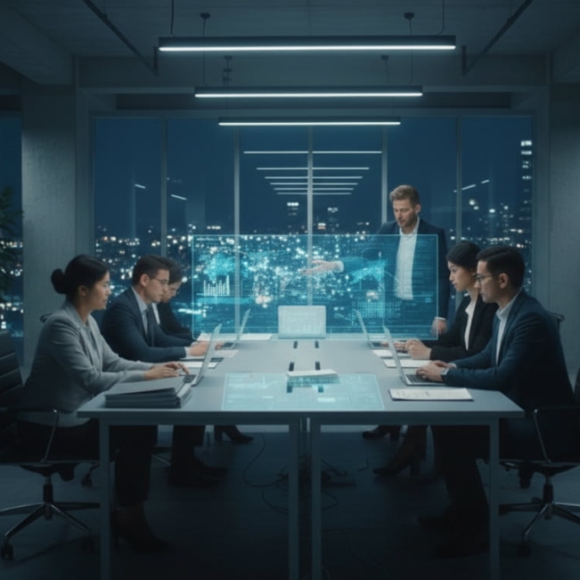 Production Print magnifying glass over photos