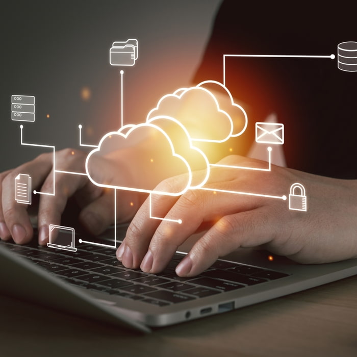 Production Print magnifying glass over photos