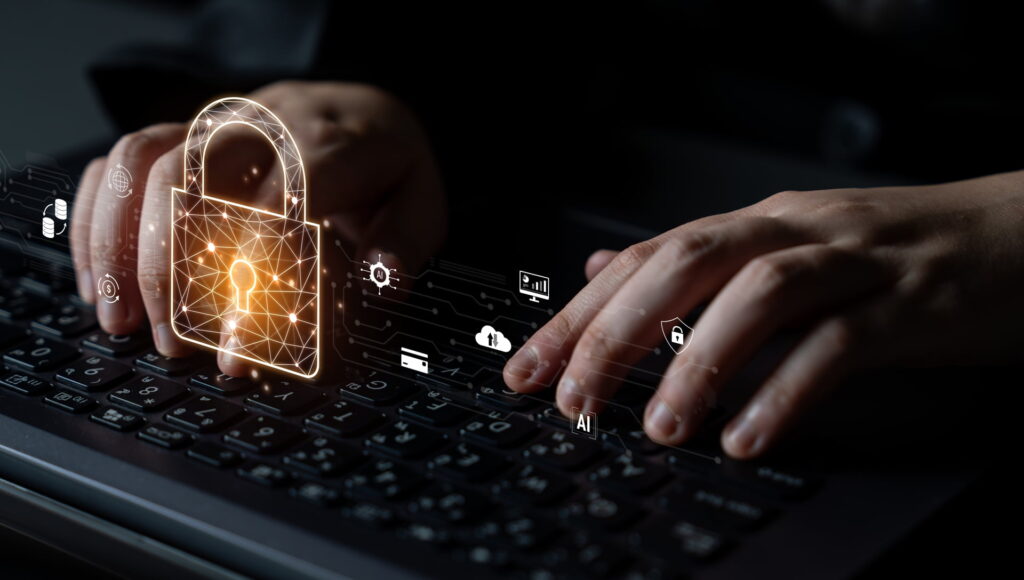 cyber security keyboard digital lock graphic